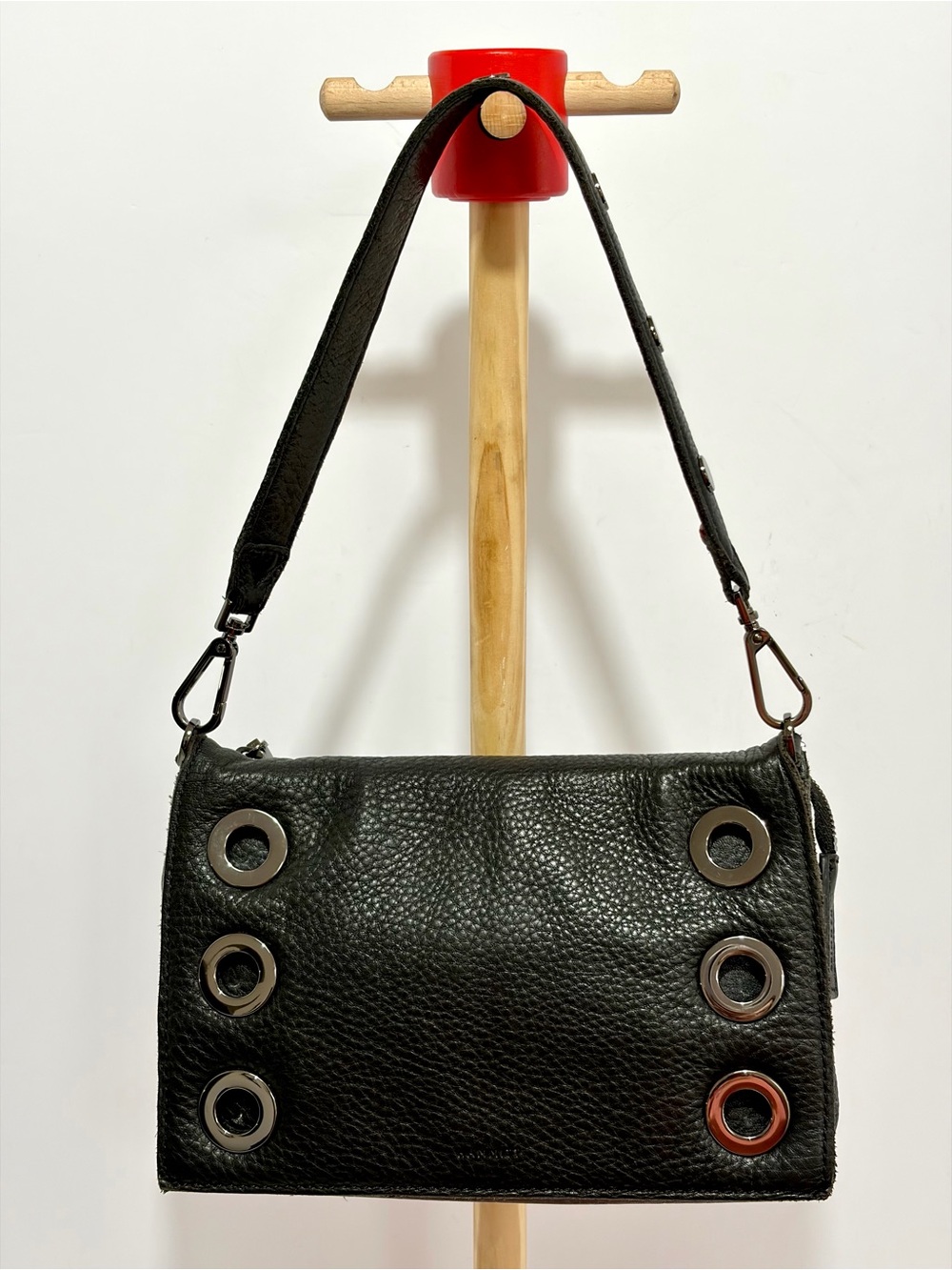 Hammitt Montana Small Clutch In Black Leather With Gunmetal Hardware